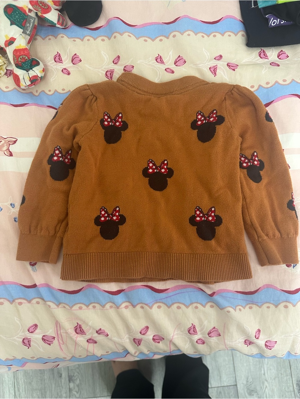 GAP Brown Minnie Mouse Pullover Sweater with Red Bows
